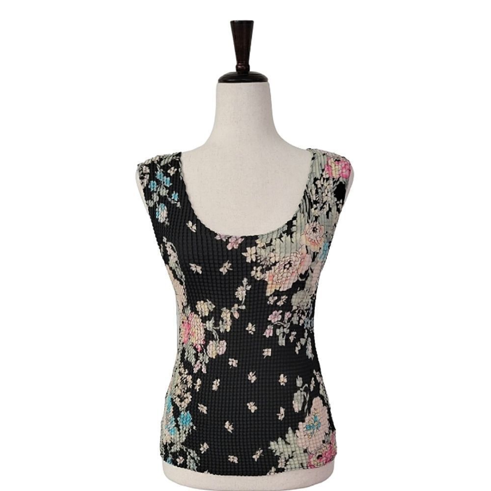 Vintage Nicola Black Floral Sheer Button Down Blouse With Matching Shell Size M - Picture 4 of 9
